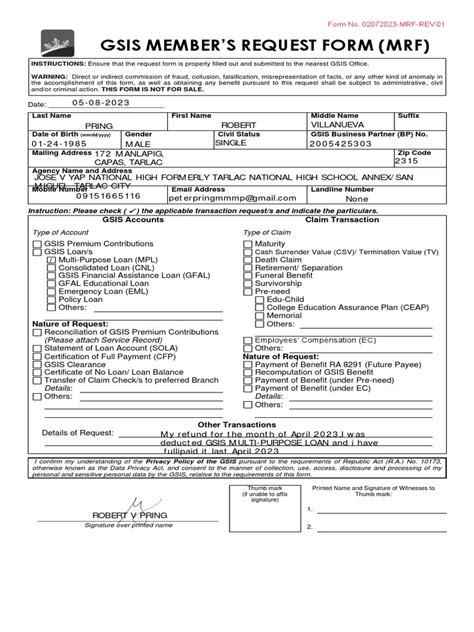 mrf gsis|GSIS MEMBER’S REQUEST FORM (MRF).